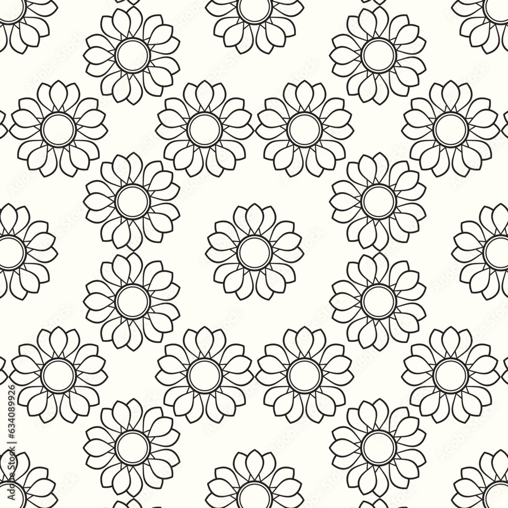 Geometric Flower Mandala Outline Allover Seamless Pattern Design Artwork	
