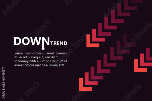 Fallen Digital Red Arrows in Downtrend Left Direction. Capturing decline: Digital red arrows in leftward downtrend. Illustrating financial downturn and negative market movement in a dynamic vector.