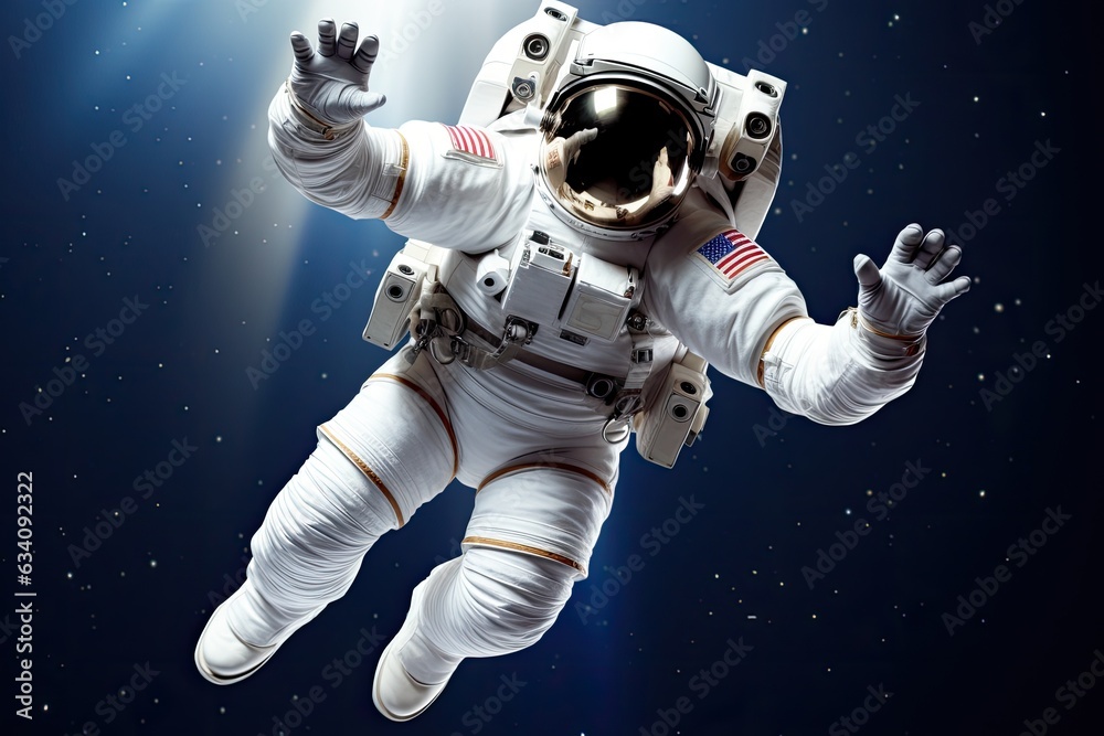 A lone astronaut floating in the vast emptiness of space. Generative AI A lone astronaut floating in the vast emptiness of space. Generative AI