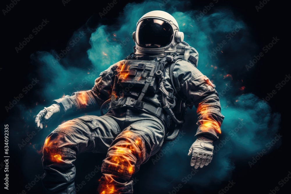 A lone astronaut floating in the vast emptiness of space. Generative AI A lone astronaut floating in the vast emptiness of space. Generative AI