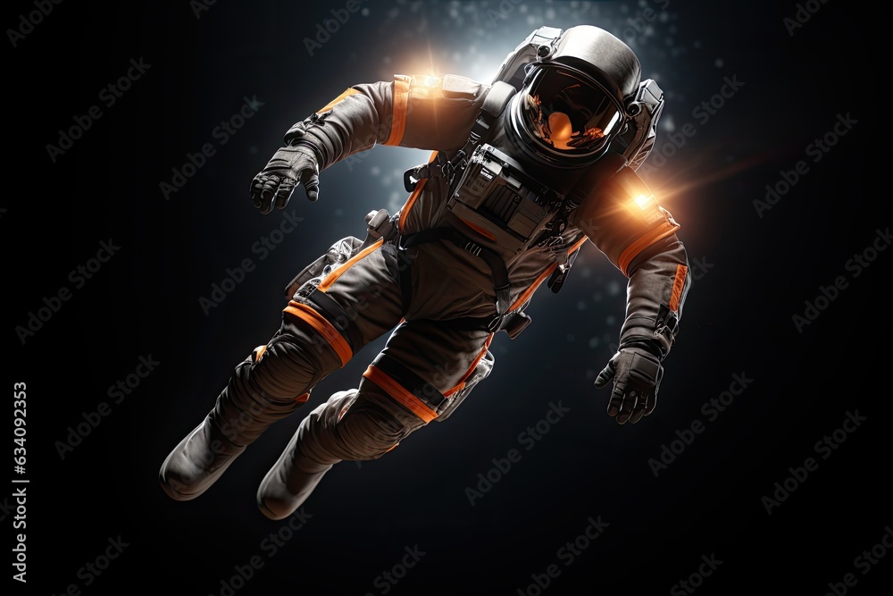 A lone astronaut floating in the vast emptiness of space. Generative AI