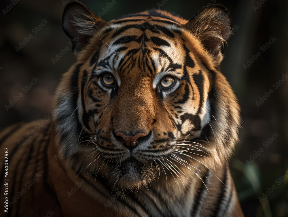 Fototapeta premium Tiger portrait created with Generative AI technology