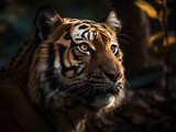 Tiger portrait created with Generative AI technology