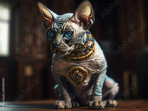 Sphynx Сat portrait close up created with Generative AI technology
