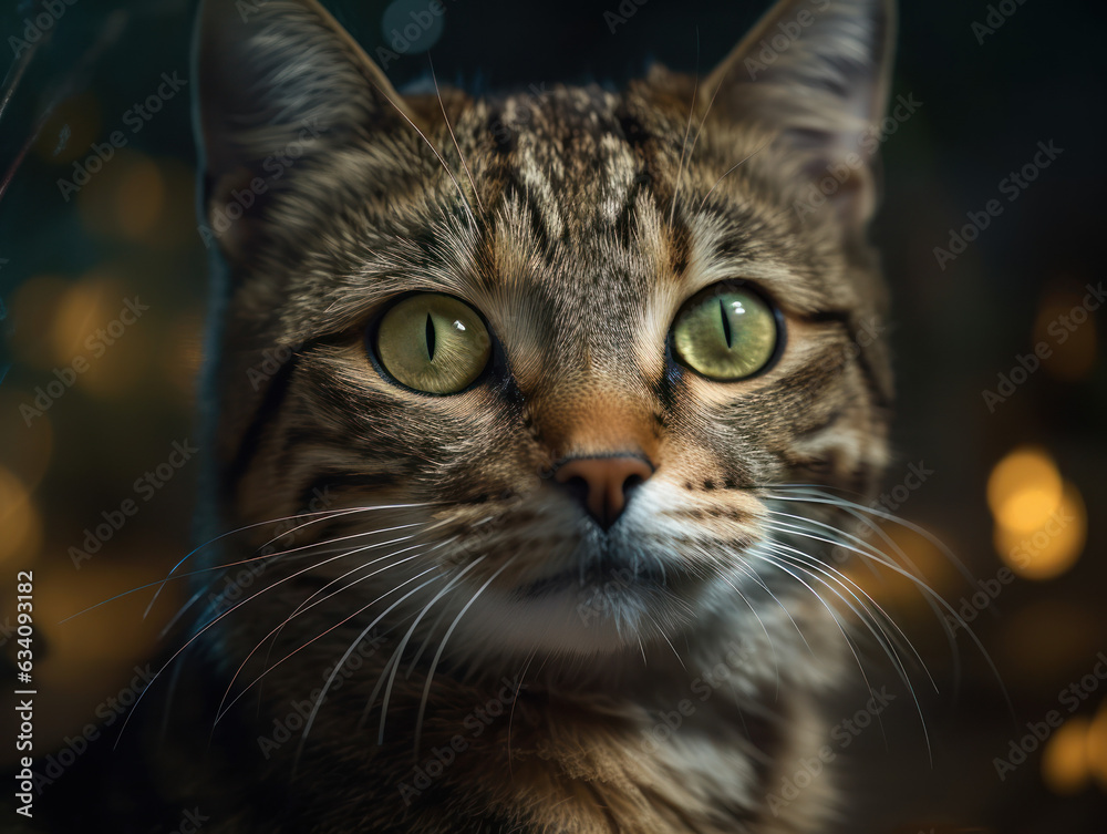 American wirehair Сat portrait close up created with Generative AI technology