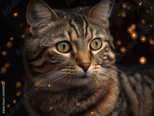 American bobtail Сat portrait close up created with Generative AI technology