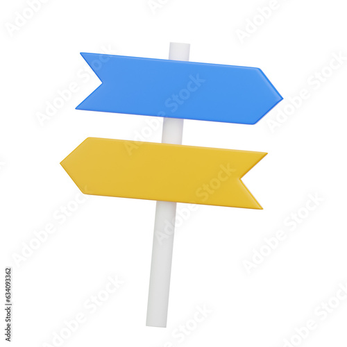 3d render illustration of road sign isolated on white. Travel icon summer vacation concept © Ahmad