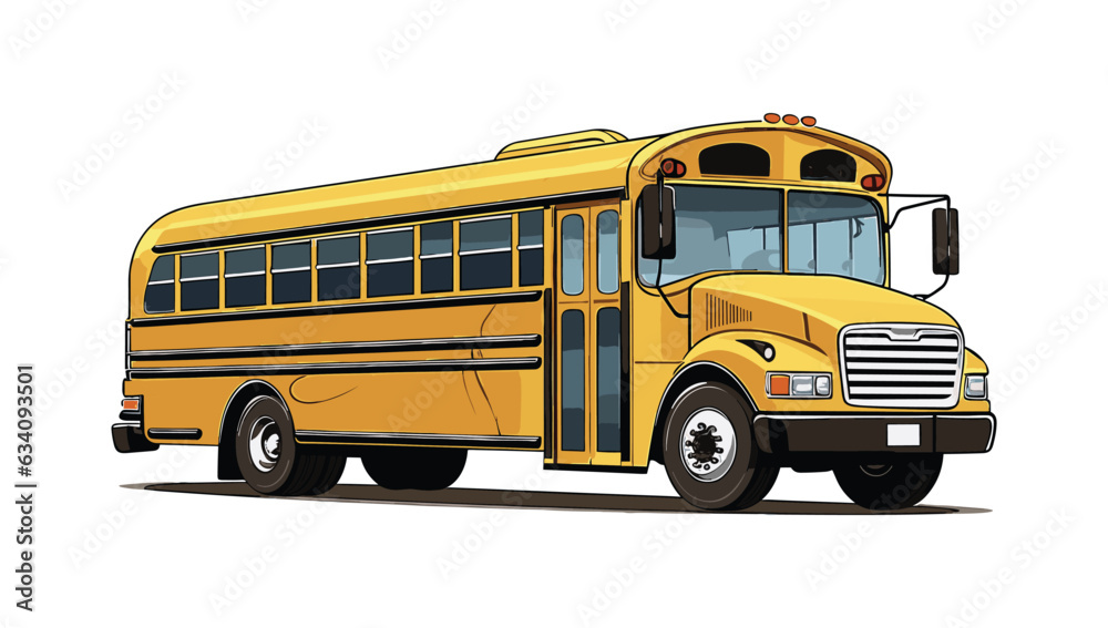 School bus. Yellow school kids bus isolated on white background. 