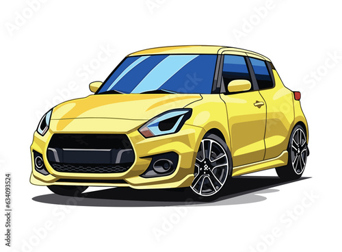 Vector illustration of stylish and colorful car photo