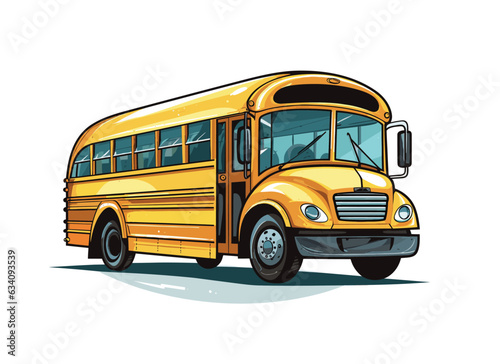 School bus. Yellow school kids bus isolated on white background. 
