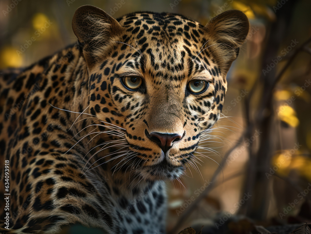 Obraz premium Leopard portrait close up created with Generative AI technology