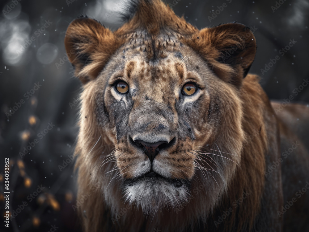 Lion portrait close up created with Generative AI technology