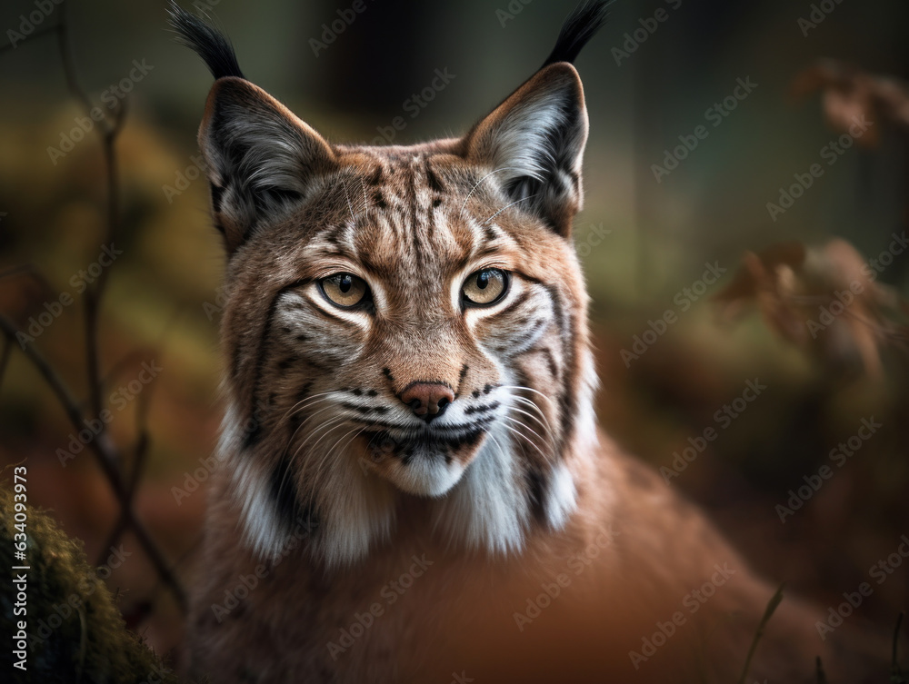 Lynx portrait close up created with Generative AI technology Lynx portrait close up created with Generative AI technology