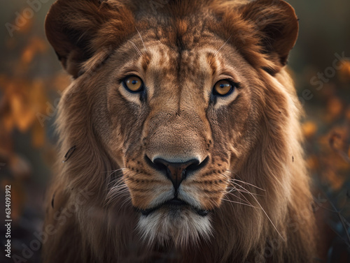 Lion portrait close up created with Generative AI technology