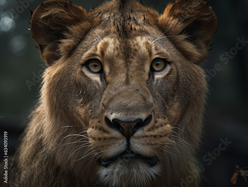 Lion portrait close up created with Generative AI technology © Denis Darcraft