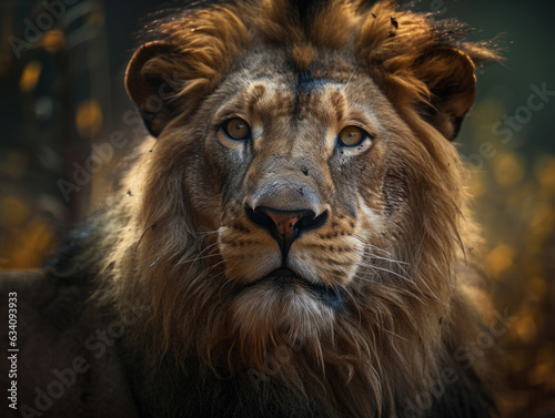 Lion portrait close up created with Generative AI technology © Denis Darcraft
