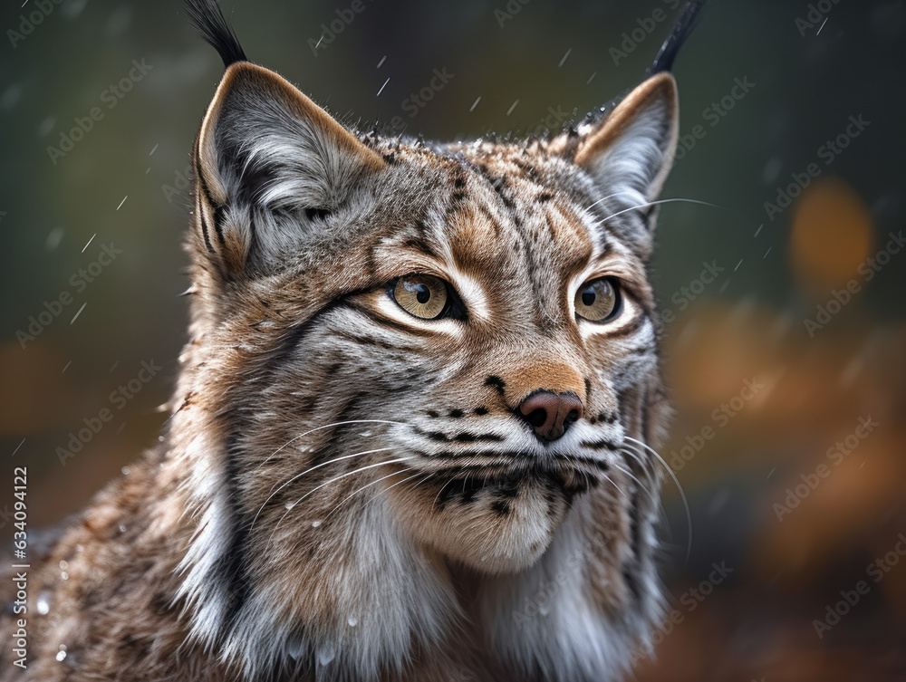 Obraz premium Lynx portrait close up created with Generative AI technology