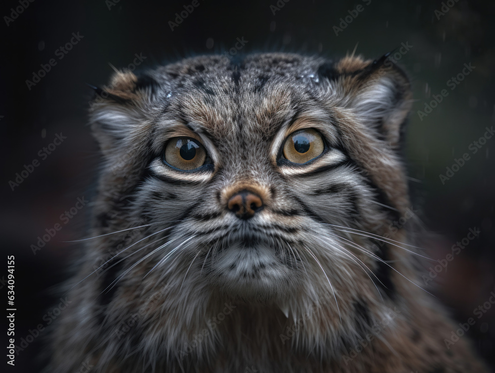 Manul Сat portrait close up created with Generative AI technology Manul Сat portrait close up created with Generative AI technology