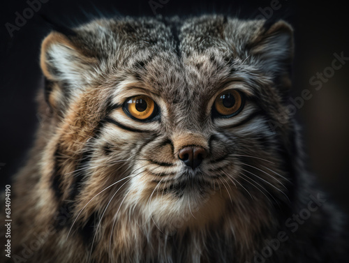 Manul   at portrait close up created with Generative AI technology