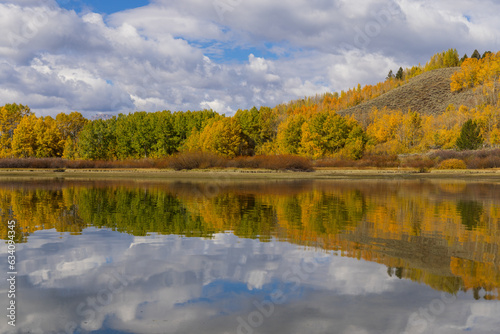 Scenic Landscape Reflection in Grand Teton National Park Wyoming in Autumn