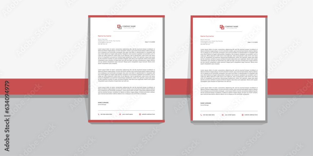 Minimalist concept , modern , clean , creative , simple , professional , corporate ,business style letterhead design template. Unique letterhead design with abstract shape with color variation .