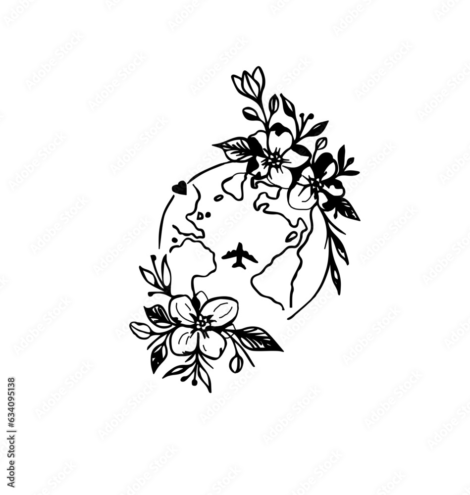 Fototapeta premium Planet earth with flowers 