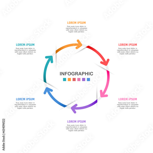 Infographic cycle 6 arrows to the success design template. Vector illustration.