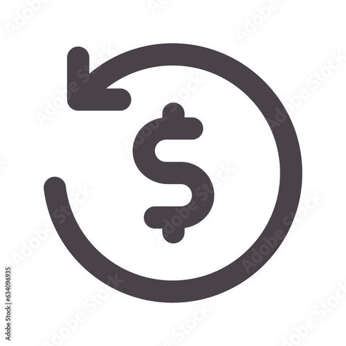 refund flat line icon