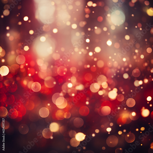 Red glitter vintage lights background. defocused, made by ai