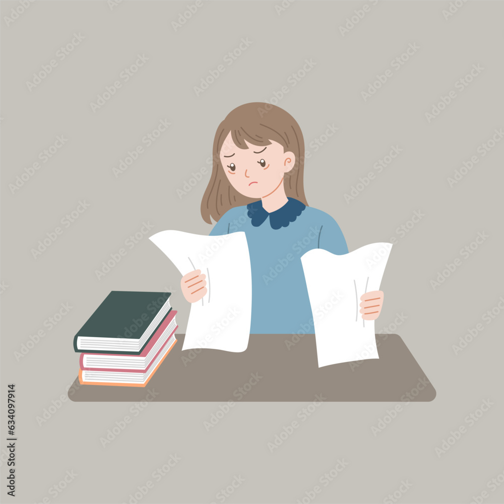 woman stressed with overwork vector flat woman stressed with overwork vector flat