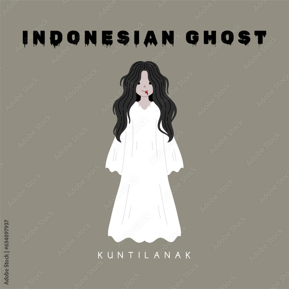 indonesian kuntilanak ghost mascot character illustration indonesian kuntilanak ghost mascot character illustration