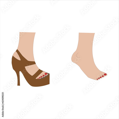 Posición de un pie femenino sobre zapato con tacon