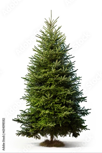 Isolated Fake Christmas Tree - Big New Faux Evergreen Fir Pine for Christmas Decoration. Generative AI