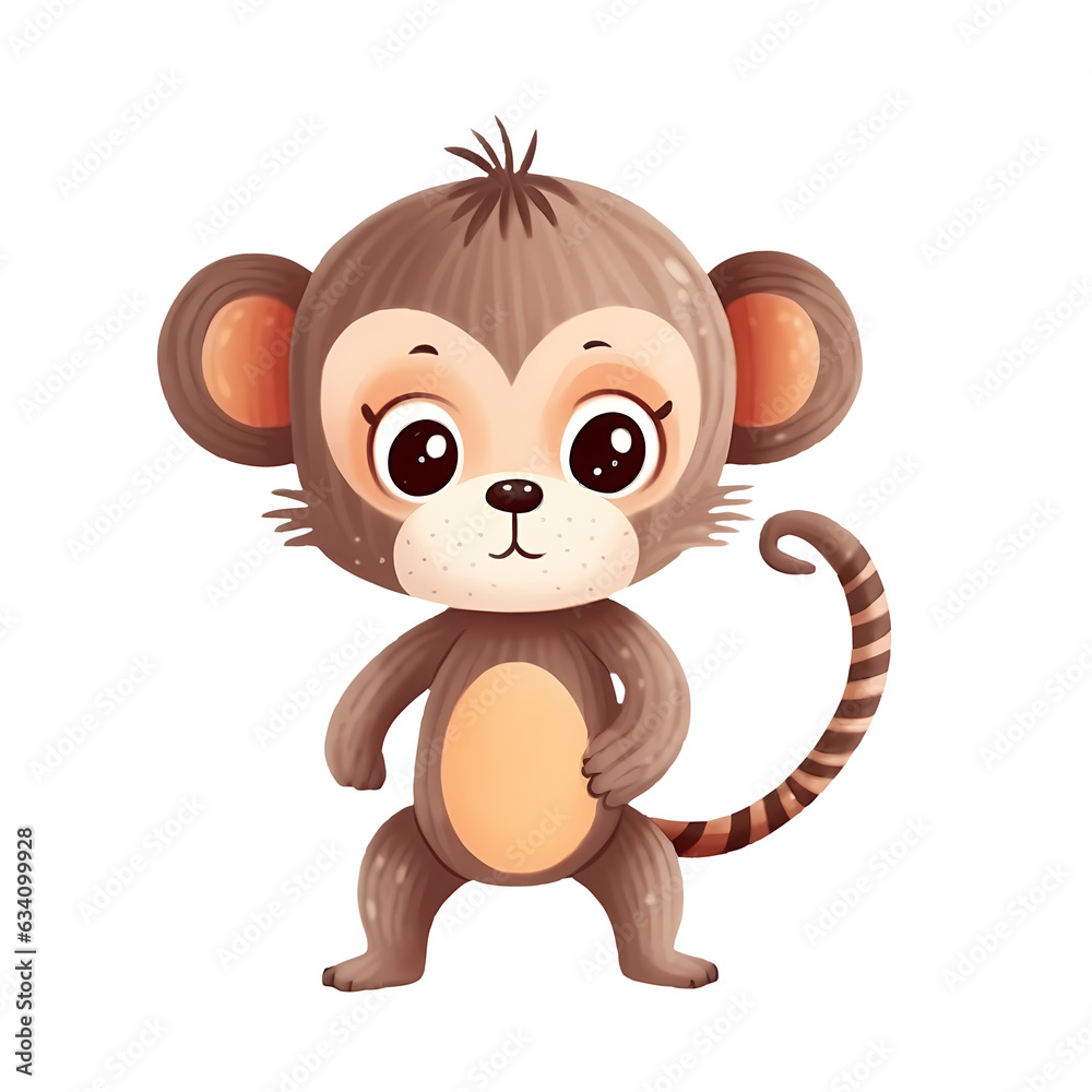 Fototapeta premium Cute Safari Baby Monkey Illustration