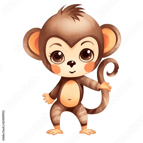 Cute Safari Baby Monkey Illustration