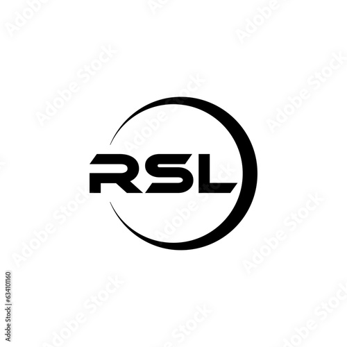 RSL letter logo design with white background in illustrator, cube logo, vector logo, modern alphabet font overlap style. calligraphy designs for logo, Poster, Invitation, etc. photo