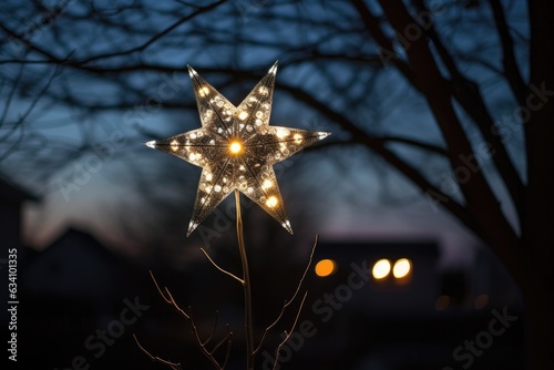 tree-topper star shining brightly on tree