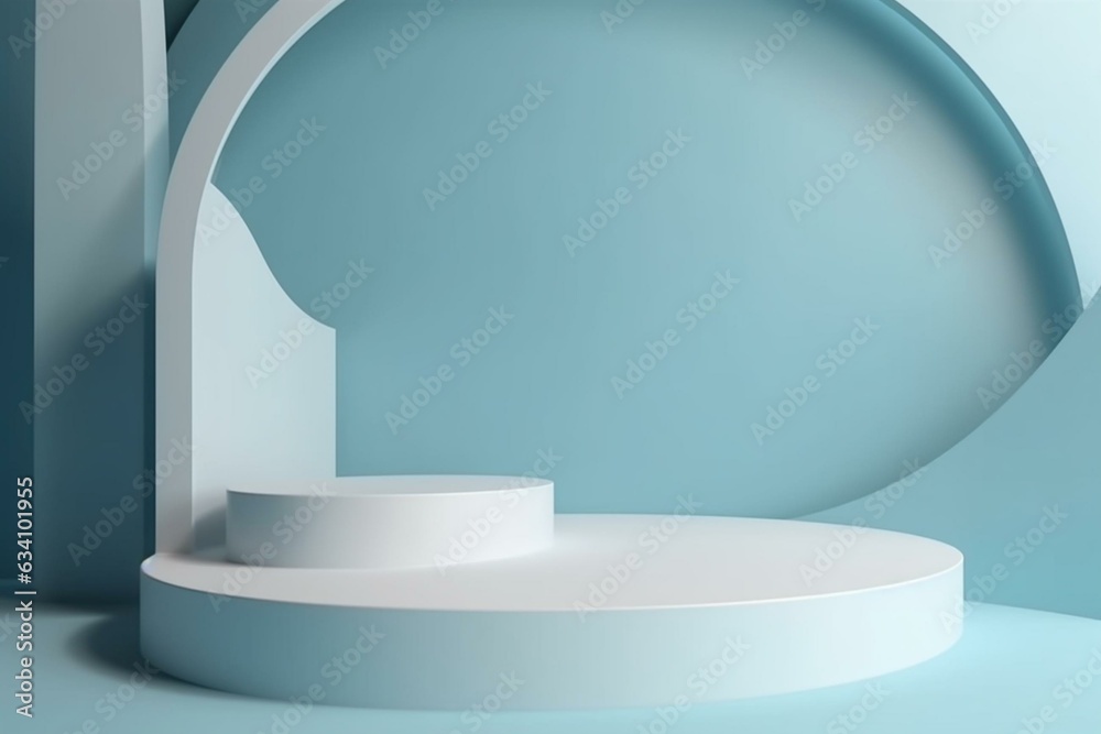 3D podium for product presentation, abstract design. Generative AI 3D podium for product presentation, abstract design. Generative AI