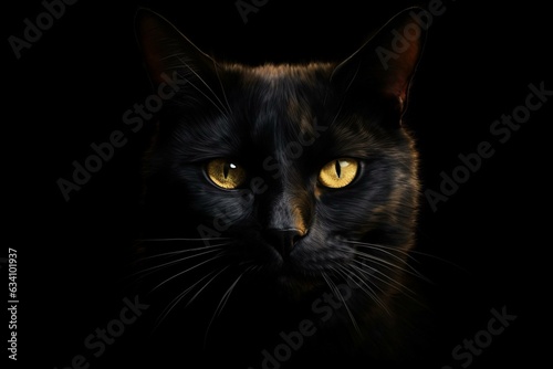 Illustration of a black cat. Generative AI