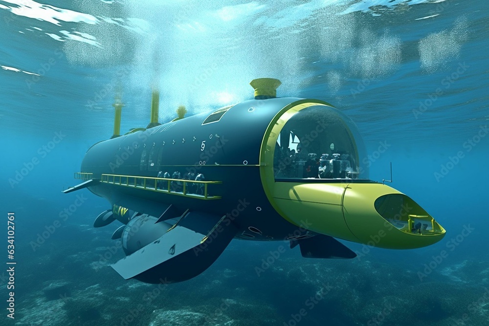 Underwater vessel powered by nuclear energy. Generative AI