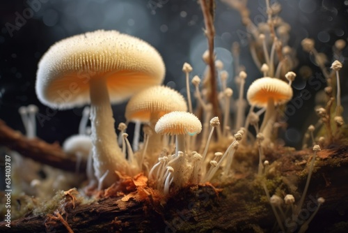 macro shot of spores ejecting from puffball mushroom