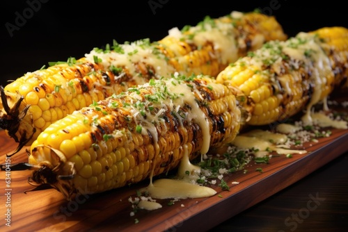 grilled corn on the cob with melting butter photo