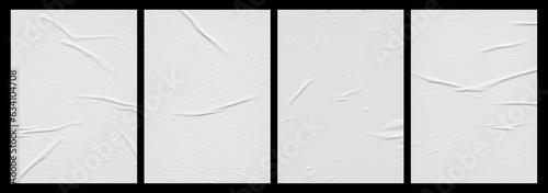 White poster texture with small wrinkles and bubbles, isolated on a black background.