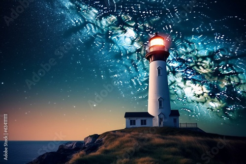 Artwork featuring a lighthouse. Generative AI