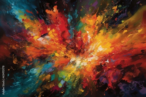 Vibrant colors blend into a dynamic paint burst. Generative AI