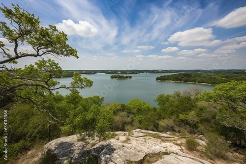 Daytime view of Travis Lake in Texas. Generative AI photo