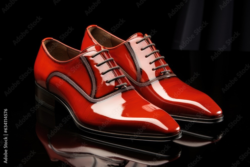 pair of polished dress shoes with laces untied pair of polished dress shoes with laces untied