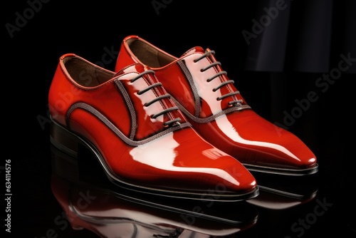 pair of polished dress shoes with laces untied