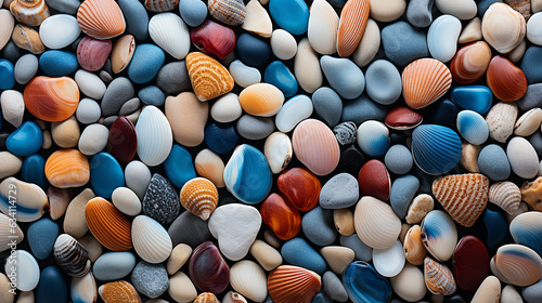 Seashells on the beach sand background