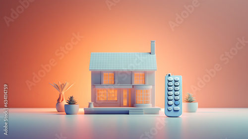 Smart home house concept. Remote control, home management and IOT, connection with devices through home network via Internet of things. Futuristic innovative technology augmented reality